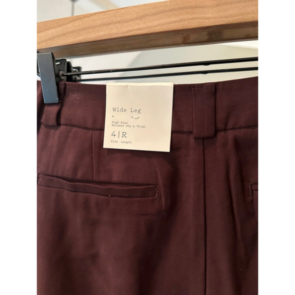 Women's A New Day Wide Leg Pants Burgundy Size 4R - Picture 4 of 5